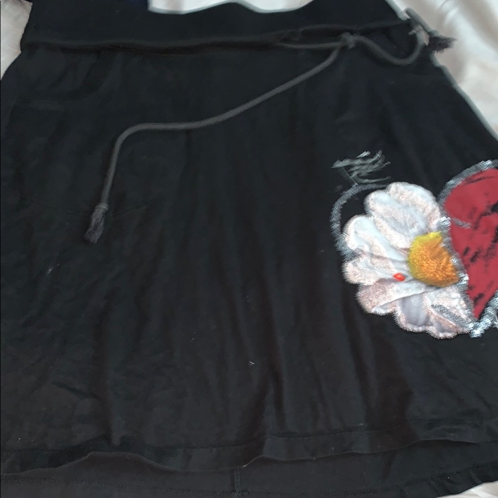 Desigual Black and White Mini Wrap Skirt
